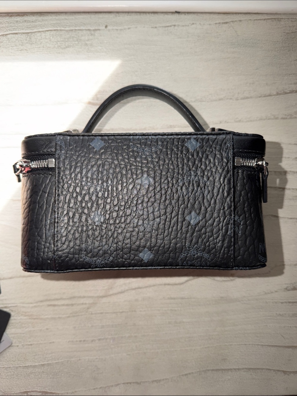 MCM Black Monogrammed Visetos Vanity Case with Silver Hardware - Picture 7 of 11